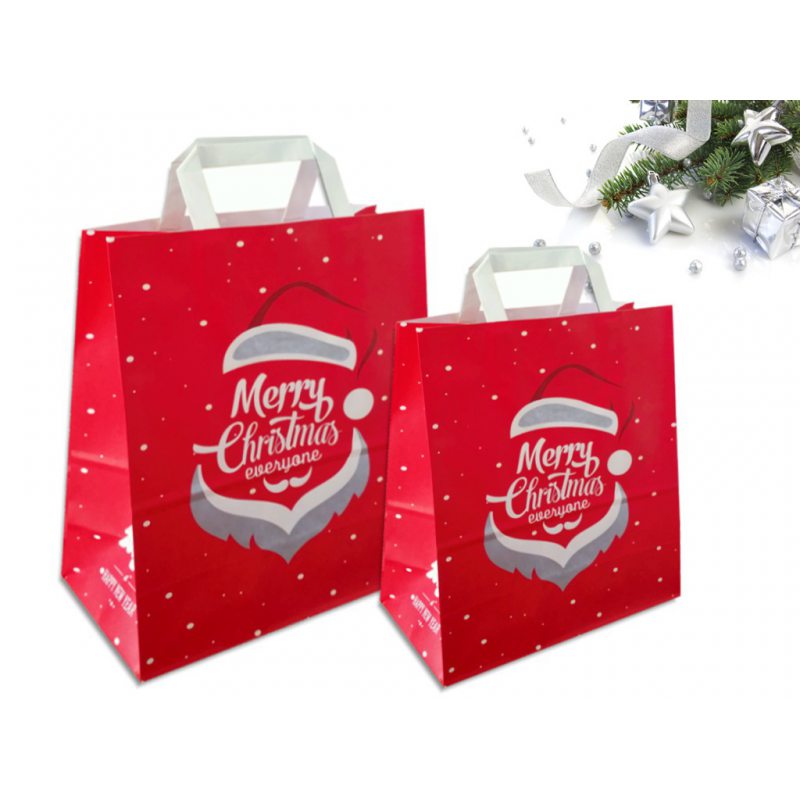 Sakge - Shopper di carta natalizie rosso stampate Merry Christmas