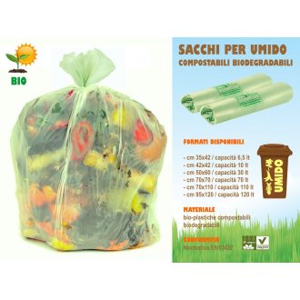 ☘️ 150 SACCHETTI UMIDO 42x42 CON MANICO Biodegradabile Compostabile ORGANICO ☘️ 